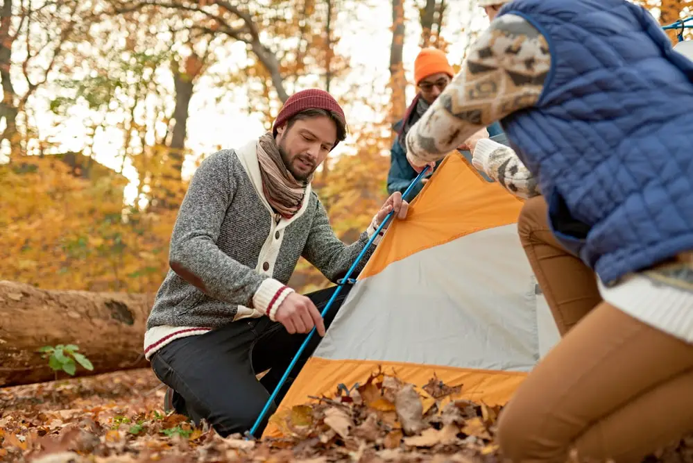 pitching a tent