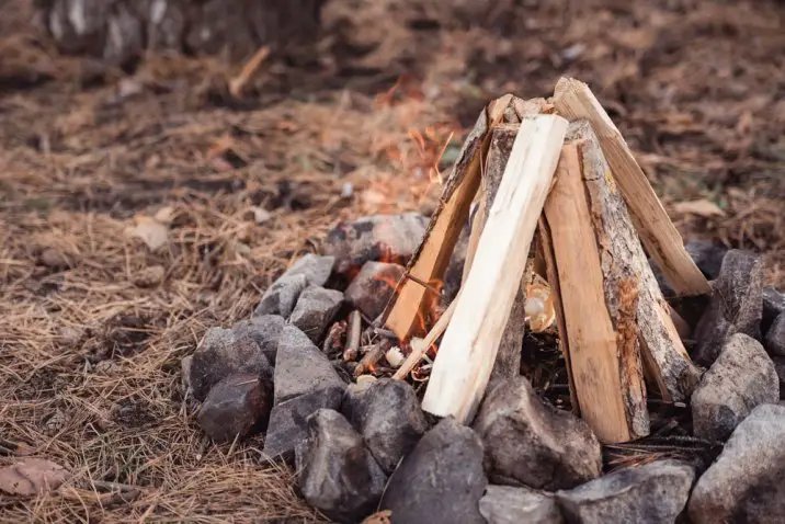 setting up a campfire