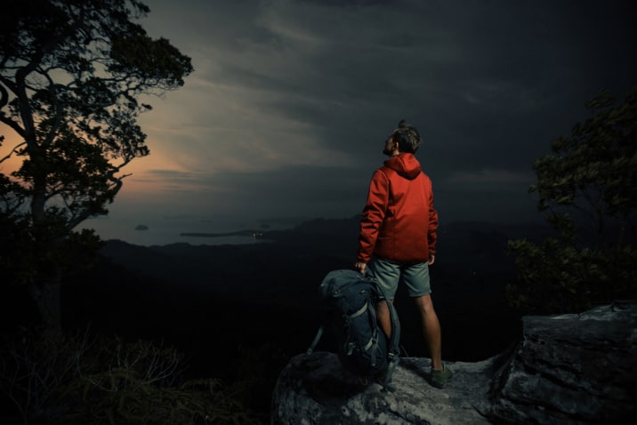 hiker on a cliff