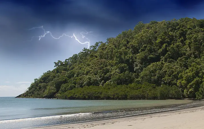 lightning over a lake