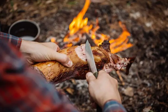 cutting meat