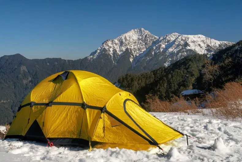 a tent in snow