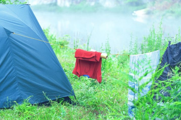 clothes drying outside of tent