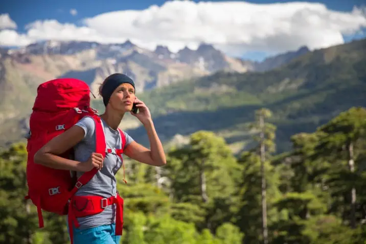 backpacker with a cellphone