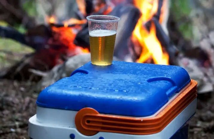 cooler and cup of beer