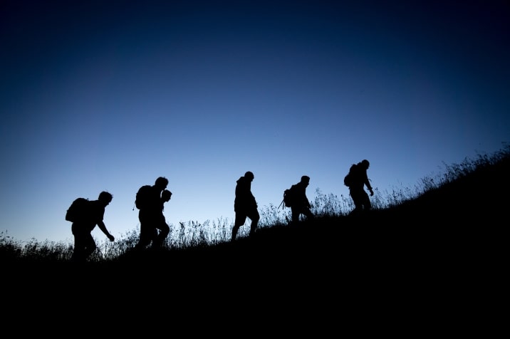 hiking in the dark