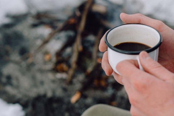 having a cup of coffee